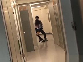 Japanese teen get fucked in bathroom school
