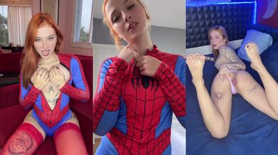Banned redhead cosplay slut gets stuffed in smokin solo session
