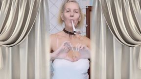 Old housewife Lukerya's morning flirtation involves brushing her teeth on the washing machine.