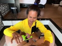 Big ass Thai housewife MILF POV blowjob