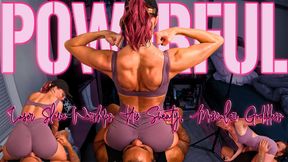 Sweaty, Muscular Facesitting - GoddessBBGRL crushes, humiliates, cums on, and ruins her fat lazy slave