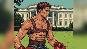 White House Lawn Fighter Bulge Comic Style Art