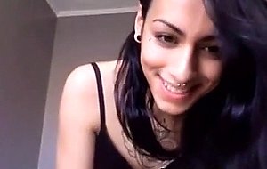 Solo brunette wanking her cock