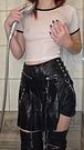Showering in clothes and leather boots