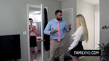 Stepdad has a threesome with his sinful stepdaughter and her bestie after bible study - Celestina Blooms, Kallie Taylor