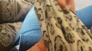 Mistress Darkshine masturbates her slave with a sock and makes him cum in the sock (from Onlyfans)