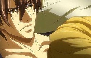 Sexy hentai gay man having honey anal sex and love in bed