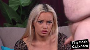 Nesty blondie babe giving HJ to smalldick