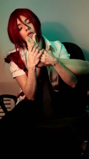 Makima will show her pet how to lick her feet