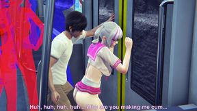 Guy masturbates the pussy of a college girl in the subway car