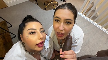 Room mates get caught being naughty by head teacher role play Maddison black