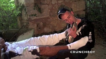 Slut fucked in sneaker domination oudoor
