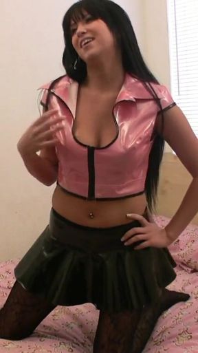 Chloe James undresses in front of a camera