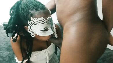 Ebony queen takes a big black cock in her mouth