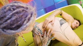 tattoo lesbian gets hard fisted till she have a real orgasm - big toys, dp, first time (goth, punk, alt porn) zf054