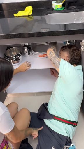 Iconic moment from &quot;ROUGH SEX with the plumber in exchange for repairing my kitchen.&quot;
