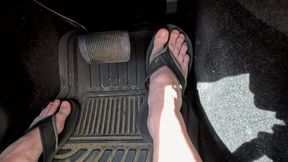 Pedal Pumping in Black Thong Sandals – SUV Foot POV Driving Tease - Kylie Jacobsx - MP4 4K HD