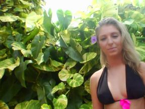 Hot Blonde Neighbor Fingers Herself Outdoors Then Dildo Fucks Indoors