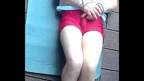 The loser of an amateur wrestling match has to submit to piss desperation, hands tied up (huge load of pee)