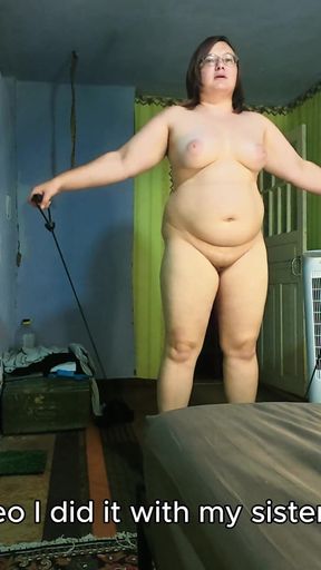 Naked Amateur Shaking on Vibration Plate Reading and Answering Comments Daily Series English Subs