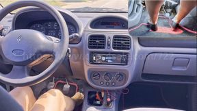 Joyce driving with ballet flats, barefeet and with heel - PIP shoulder - ballet part