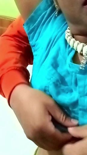 Indian Bhabhi Rakhi Hot Boob Press and Masti by Brother in Law While Doing Office Work at Home
