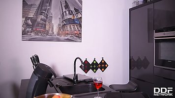 Tattooed blonde cock sucker, Sophie Anderson had wild sex with two guys at the same time