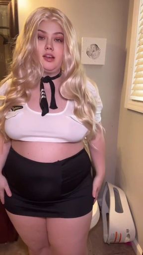 Flight Attendant Squirts in the Airplane Bathroom Roleplay