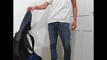 Masculine guy undressing... But in the end, turn into a sexy skinny latin