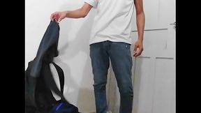 Masculine guy undressing... But in the end, turn into a sexy skinny latin