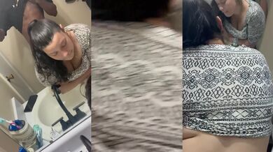 Quickie I the bathroom whole friends are downstairs