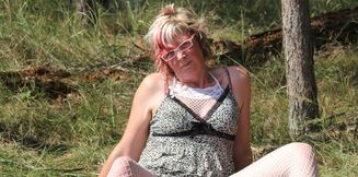 Kinky mom masturbating in the woods