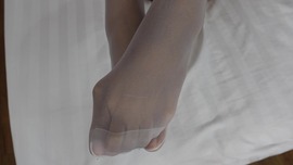 Thai girl stocking footjob & cum