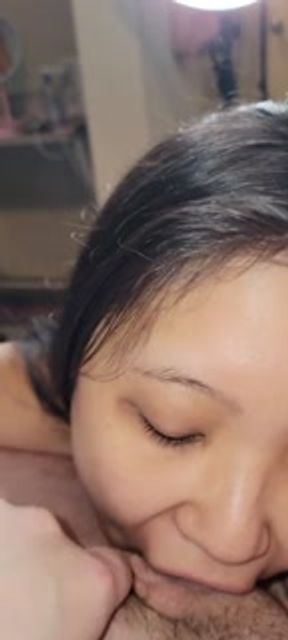 chinese slut gets face cummed on