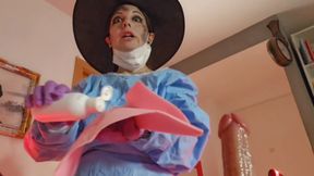 Penectomy on Halloween Eve Stepmom Zombie!-witch