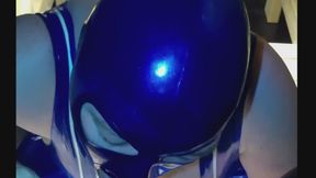 Sauna POV Seduction: Blue Latex Mask in the Steam