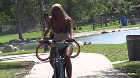 Laela Price meets a big cock stranger in the park and squirts all over him