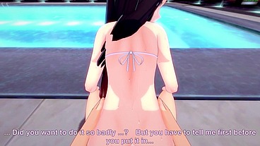 Nezuko Kamado cojiendo en la alberca