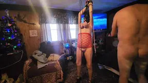 MILF Mom Lifted by Her Big Tits and Whipped Mercilessly