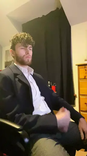 Stud Jerking Off in Suit After Work