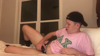 19 year old college frat boy Jesse Gold fingers his hairy hole