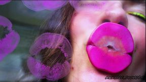 Naughty Magenta Lipstick Kiss Spit Fetish Kissing