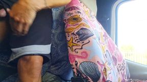 Hot guy's big cock gets a handjob while driving campervan