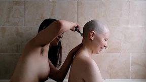 the second half of this head shave with scarlotrose . she uses the safety razor to get my had super smooth while we keep chat...