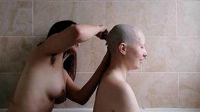 the second half of this head shave with scarlotrose . she uses the safety razor to get my had super smooth while we keep chat...