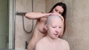 the second half of this head shave with scarlotrose . she uses the safety razor to get my had super smooth while we keep chat...