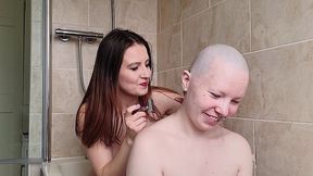 the second half of this head shave with scarlotrose . she uses the safety razor to get my had super smooth while we keep chat...