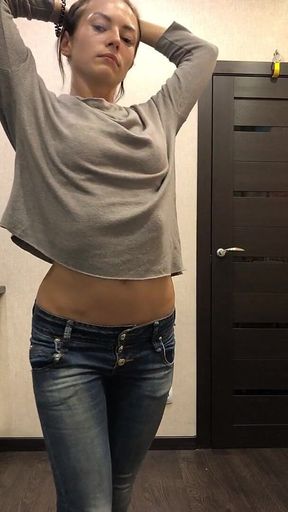 Stretch Test Belly Showing in 3 Sweaters