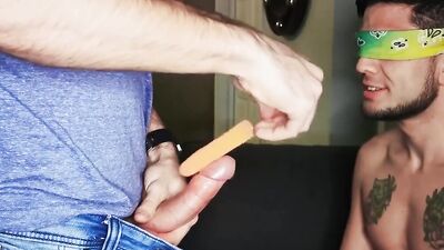 Blindfolded Roommate Gets Cock To Distract Him