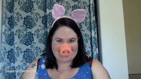 Piggy Licks Her Butt Plug Tail